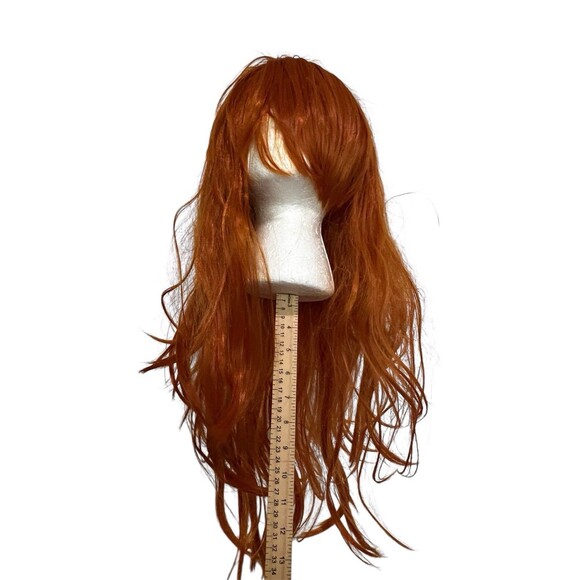 Ginger Orange Copper Layered Long Straight Bangs Hair Wig Realistic *tangled* - Picture 1 of 15
